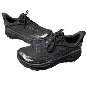 New in Box Mens Hoka Stinson 7 Black Trail Running Shoes Size 12.5D 1141530 BBLC